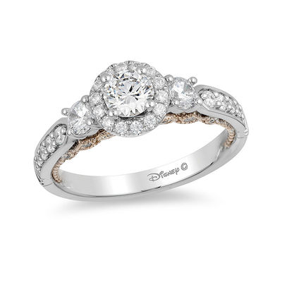 Enchanted Disney Jasmine 1 CT. T.W. Diamond Three Stone Engagement Ring in  14K White Gold