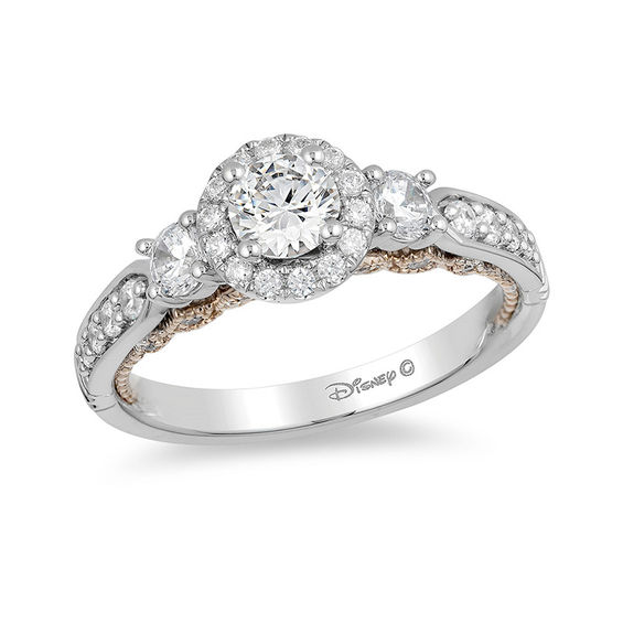 Enchanted Disney Jasmine 1 CT. T.w. Diamond Three Stone Engagement Ring in 14K White Gold