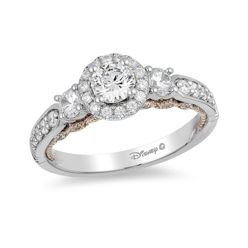 Enchanted Disney Jasmine 1 CT. T.W. Diamond Three Stone Engagement Ring in 14K White Gold