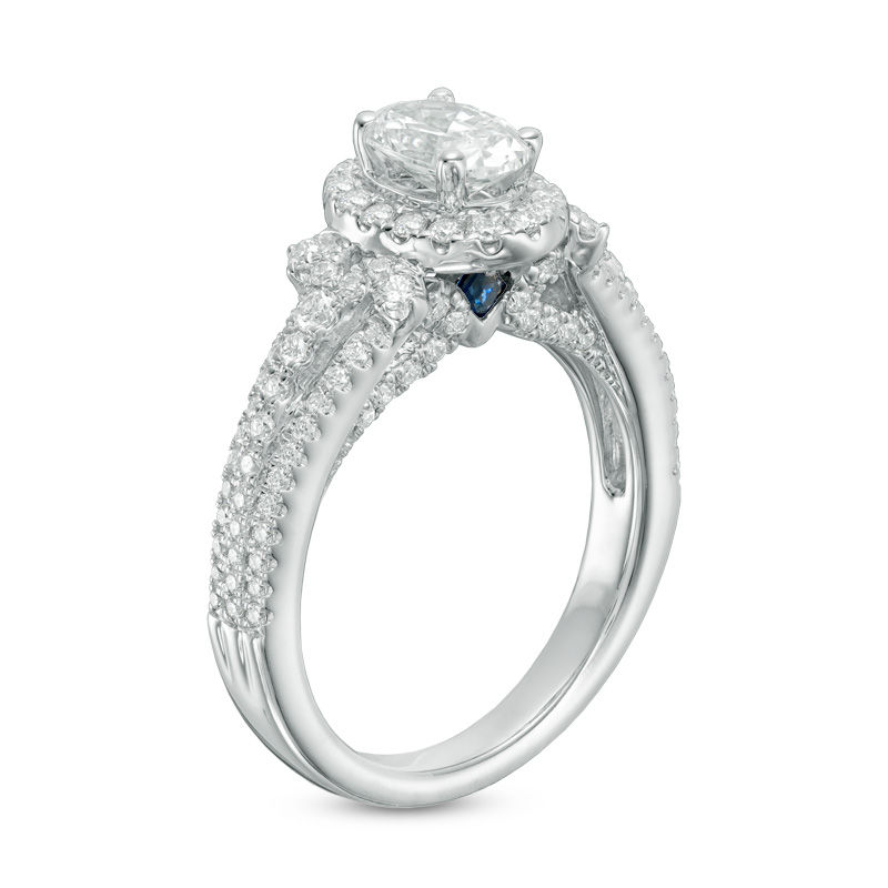Main Image 2 of Vera Wang Love Collection 1-1/2 CT. T.W. Oval Diamond Frame Engagement Ring in 14K White Gold