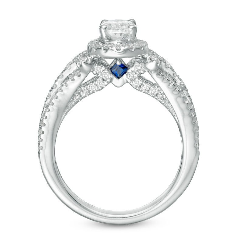 Main Image 3 of Vera Wang Love Collection 1-1/2 CT. T.W. Oval Diamond Frame Engagement Ring in 14K White Gold