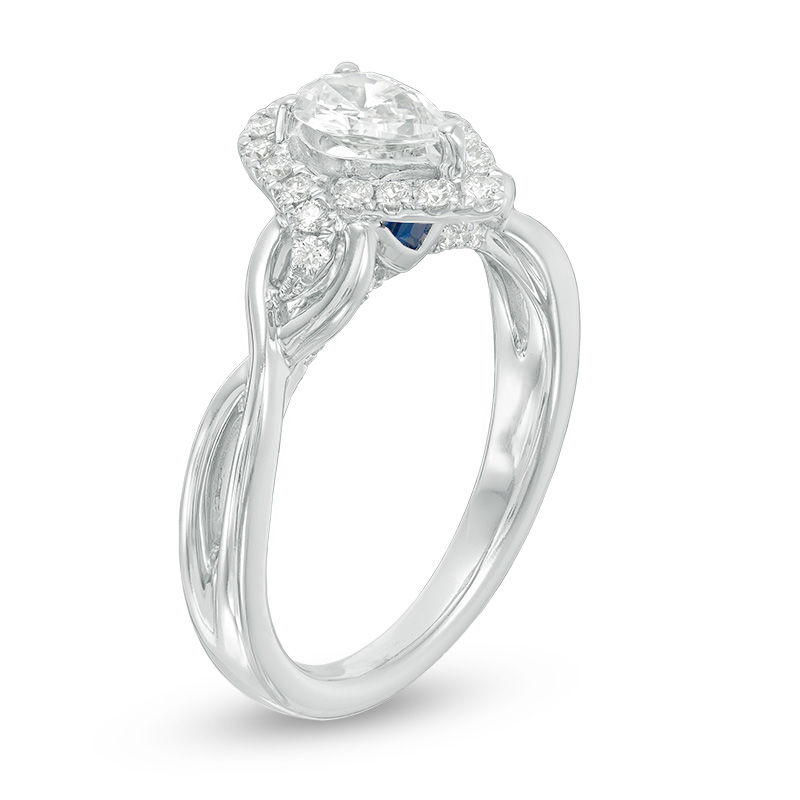 Main Image 2 of Vera Wang Love Collection 1 CT. T.W. Pear-Shaped Diamond Frame Twist Engagement Ring in 14K White Gold