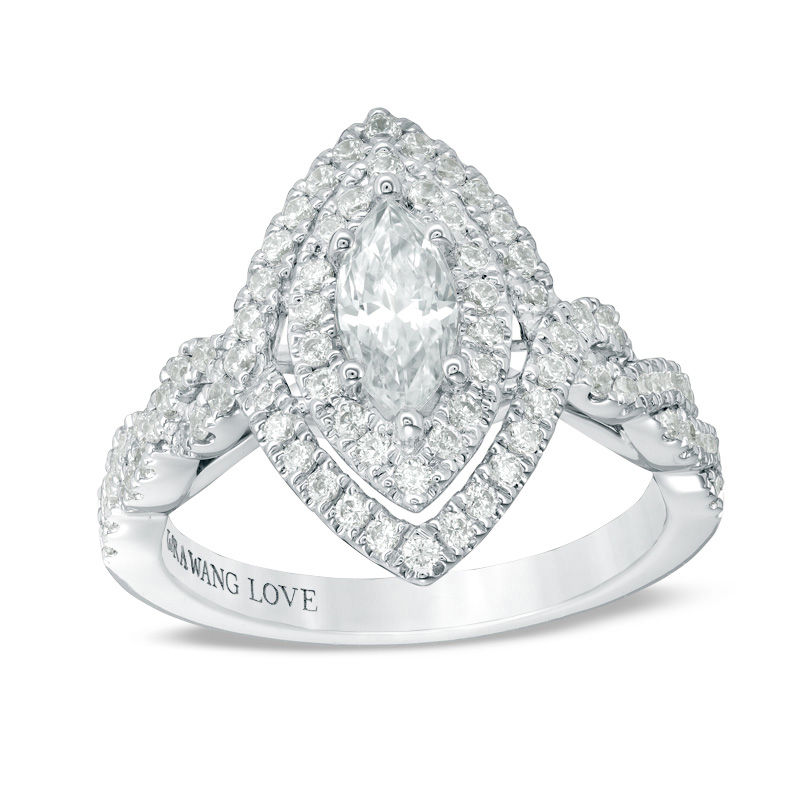 Vera Wang Love Collection 1-1/3 CT. T.W. Marquise Diamond Double Frame  Twist Engagement Ring in 14K White Gold|Zales