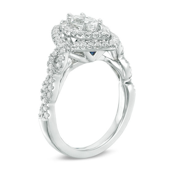 Vera Wang Love Collection 1-1/3 CT. T.w. Marquise Diamond Double Frame Twist Engagement Ring in 14K White Gold