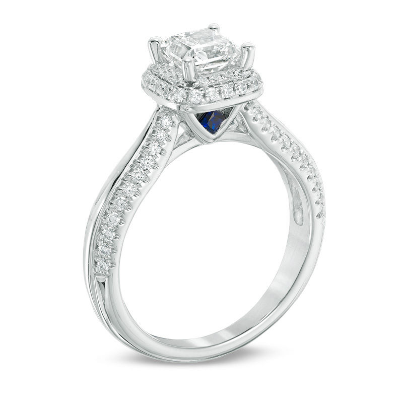 Vera Wang Love Collection 1-1/6 CT. T.W. Princess-Cut Diamond Frame Engagement Ring in 14K White Gold