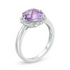 Thumbnail Image 2 of 9.0mm Briolette Amethyst and Lab-Created White Sapphire Frame Ring in Sterling Silver