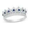 Thumbnail Image 1 of Lab-Created Blue Sapphire and 1/15 CT. T.W. Diamond Crown Ring in Sterling Silver