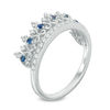 Thumbnail Image 2 of Lab-Created Blue Sapphire and 1/15 CT. T.W. Diamond Crown Ring in Sterling Silver