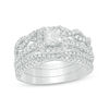 Thumbnail Image 1 of 1-1/4 CT. T.W. Princess-Cut Diamond Frame Three Piece Bridal Set in 14K White Gold