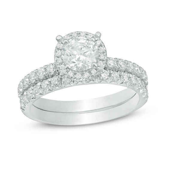 1-1/2 CT. T.w. Diamond Frame Bridal Set in 14K White Gold