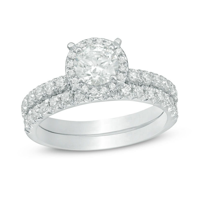 Main Image 1 of 1-1/2 CT. T.W. Diamond Frame Bridal Set in 14K White Gold
