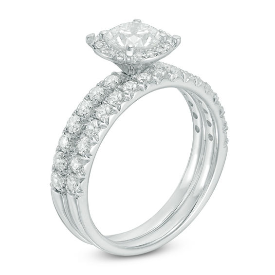 1-1/2 CT. T.w. Diamond Frame Bridal Set in 14K White Gold