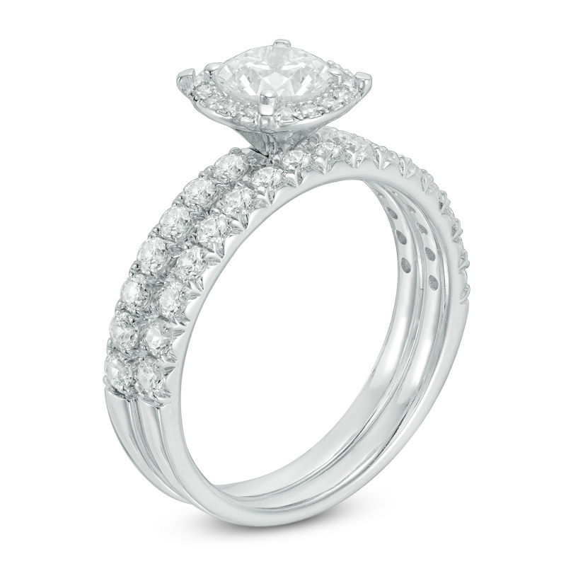 Main Image 2 of 1-1/2 CT. T.W. Diamond Frame Bridal Set in 14K White Gold