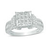 Thumbnail Image 1 of 1 CT. T.W. Composite Princess-Cut Diamond Collar Engagement Ring in 14K White Gold