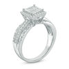 Thumbnail Image 1 of 1/2 CT. T.W. Quad Princess-Cut Diamond Frame Vintage-Style Bypass Engagement Ring in 10K White Gold