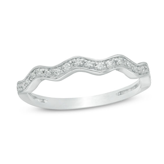 1/10 CT. T.w. Diamond Wavy Stackable Band in 10K White Gold