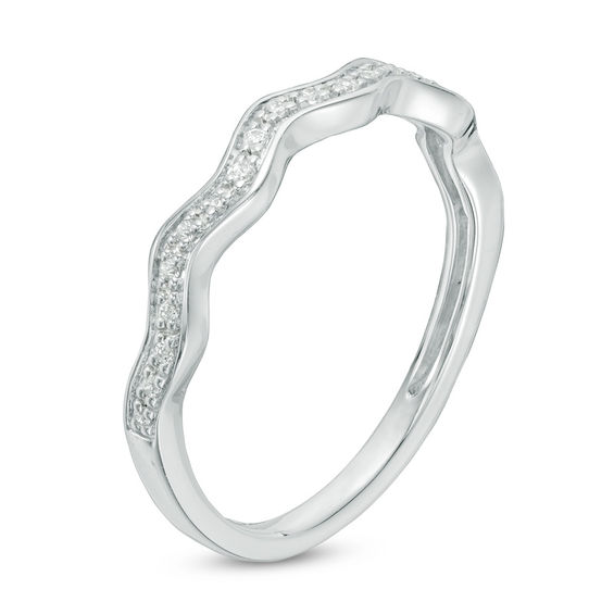 1/10 CT. T.w. Diamond Wavy Stackable Band in 10K White Gold
