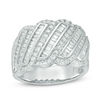 Thumbnail Image 1 of 1-1/2 CT. T.W. Baguette and Round Diamond Slant Wavy Anniversary Band in 10K White Gold