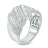 Thumbnail Image 2 of 1-1/2 CT. T.W. Baguette and Round Diamond Slant Wavy Anniversary Band in 10K White Gold