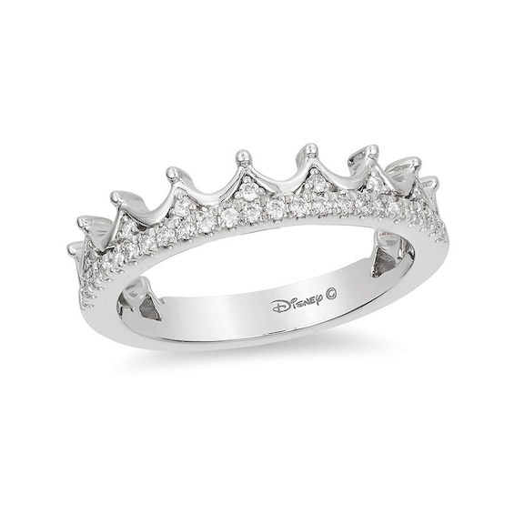 Enchanted Disney Princess 1/6 CT. T.w. Diamond Tiara Wedding Band in 14K White Gold