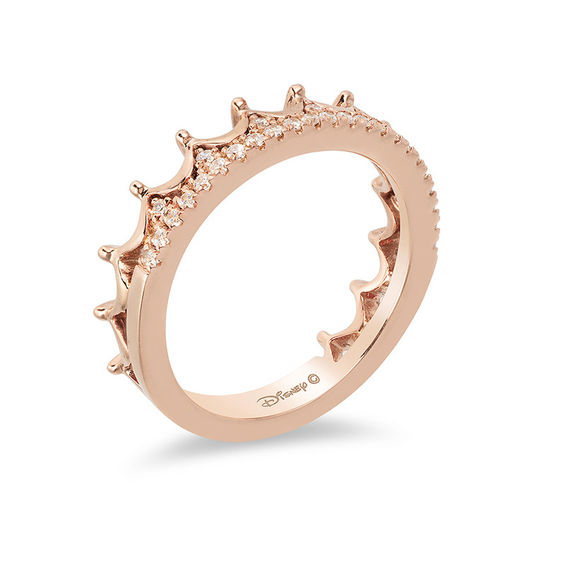 Enchanted Disney Princess 1/6 CT. T.w. Diamond Tiara Wedding Band in 14K Rose Gold