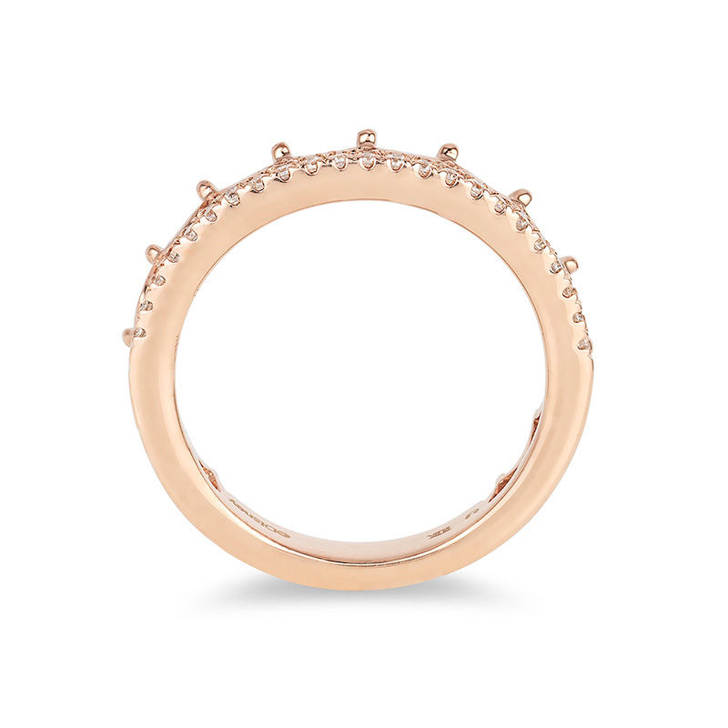 Main Image 3 of Enchanted Disney Princess 1/6 CT. T.W. Diamond Tiara Wedding Band in 14K Rose Gold