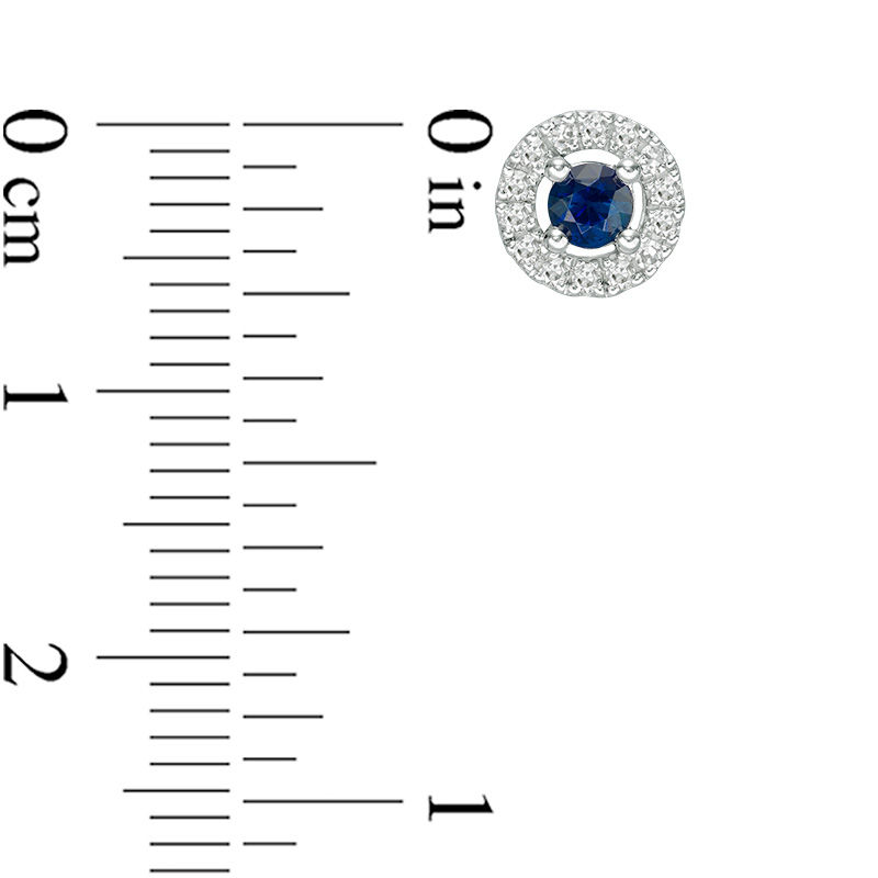Main Image 2 of Vera Wang Love Collection Blue Sapphire and 1/6 CT. T.W. Diamond Frame Stud Earrings in Sterling Silver