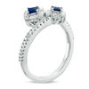 Thumbnail Image 2 of Vera Wang Love Collection Princess-Cut Blue Sapphire and 1/5 CT. T.W. Diamond Bypass Ring in Sterling Silver