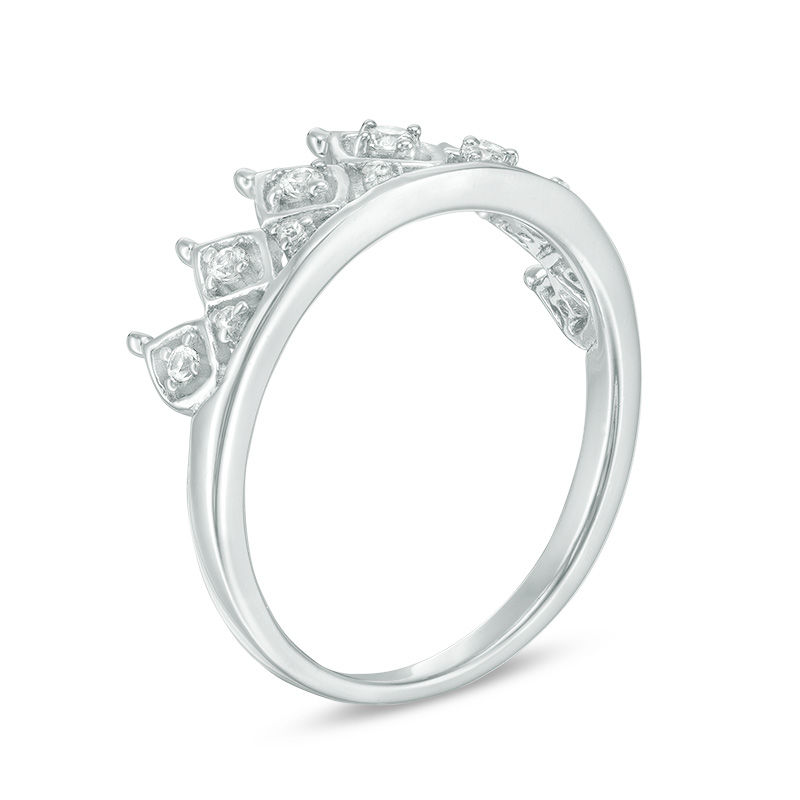 Lab-Created White Sapphire Crown Ring in Sterling Silver
