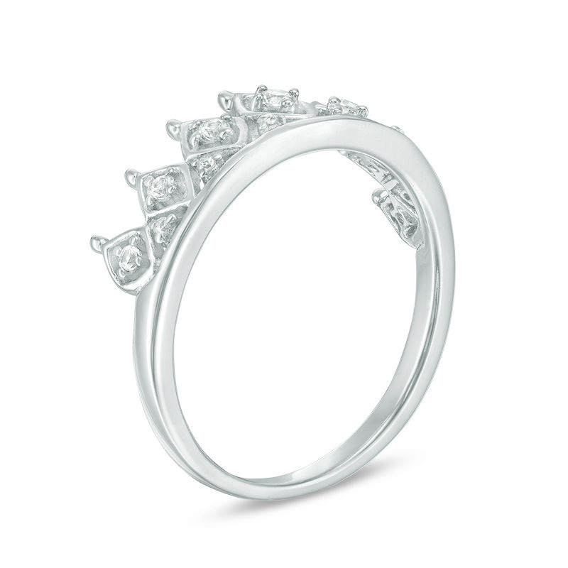 Main Image 2 of Lab-Created White Sapphire Crown Ring in Sterling Silver