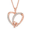 Thumbnail Image 1 of 6.0mm Morganite and Lab-Created White Sapphire Heart Pendant in 10K Rose Gold