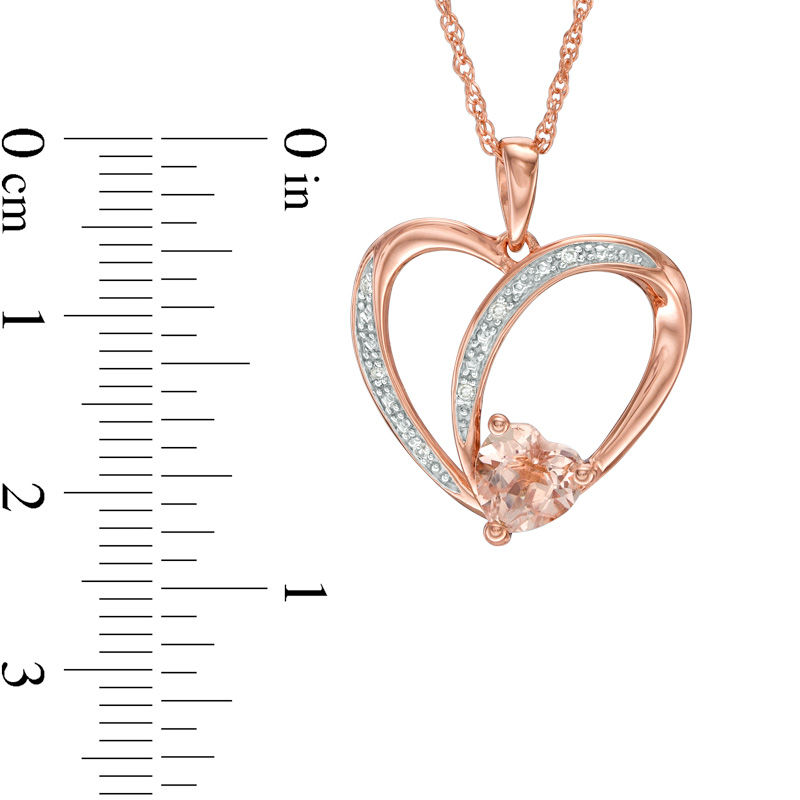 Main Image 2 of 6.0mm Morganite and Lab-Created White Sapphire Heart Pendant in 10K Rose Gold