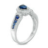 Thumbnail Image 1 of Pear-Shaped Blue Sapphire and 1/5 CT. T.W. Diamond Frame Ring in 10K White Gold