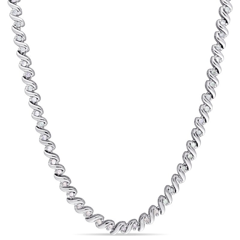 Main Image 1 of 1 CT. T.W. Diamond "S" Tennis Necklace in Sterling Silver - 17"