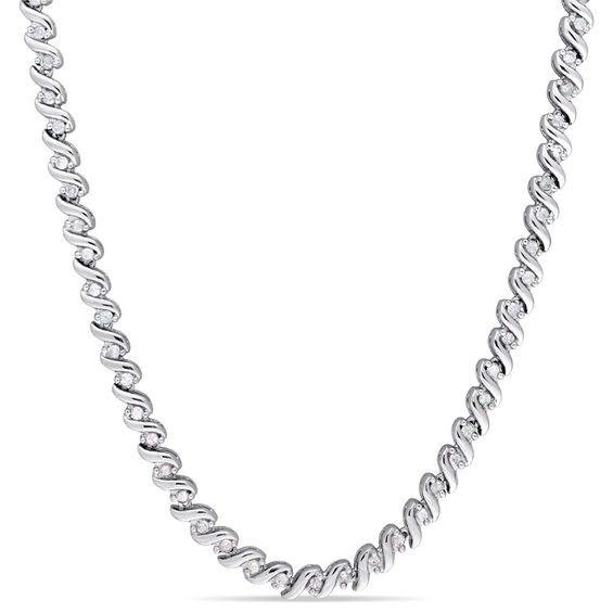 1 CT. T.w. Diamond "S" Tennis Necklace in Sterling Silver - 17"