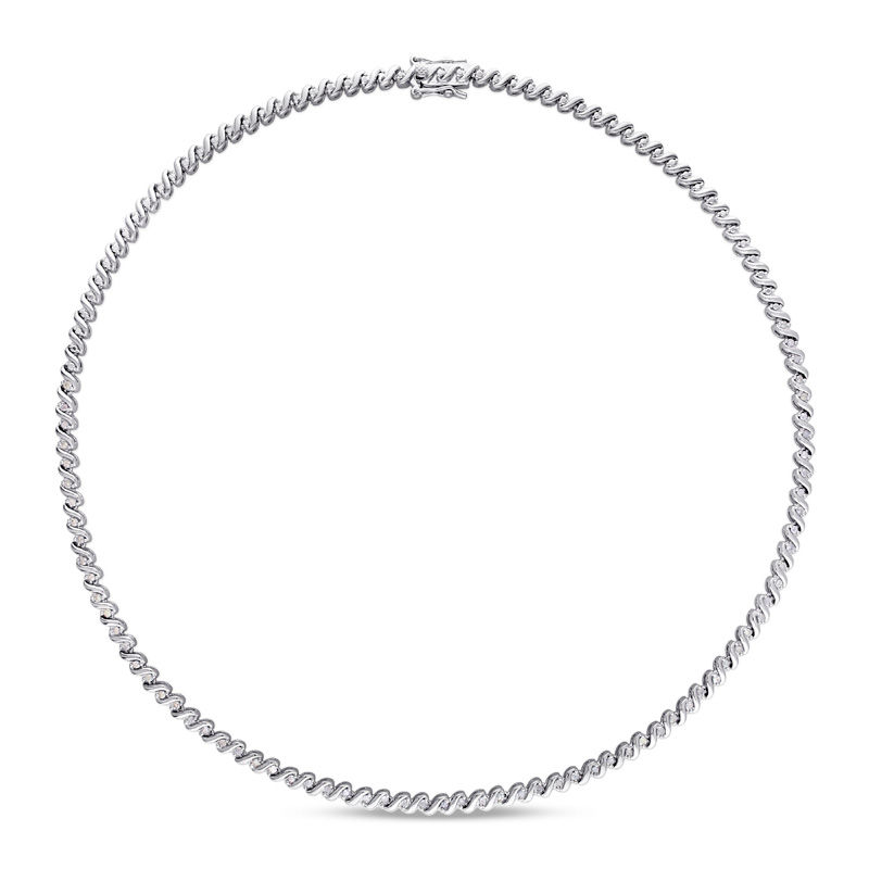 Main Image 2 of 1 CT. T.W. Diamond "S" Tennis Necklace in Sterling Silver - 17"