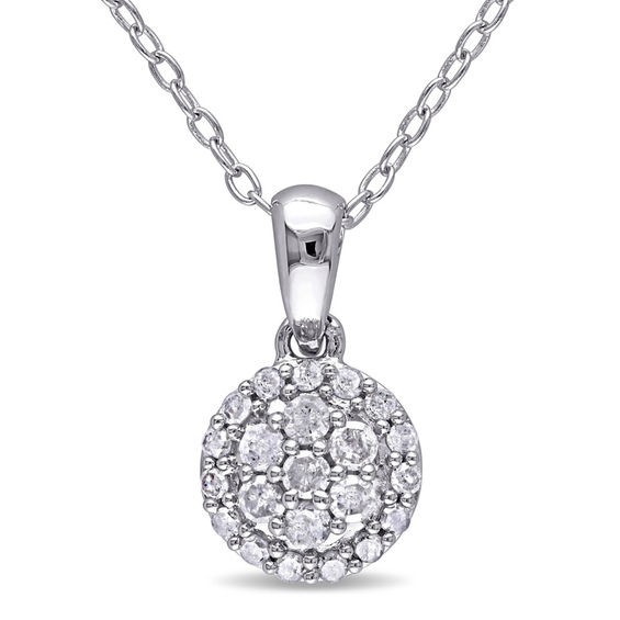 1/4 CT. T.W. Composite Diamond Frame Pendant in Sterling Silver ...