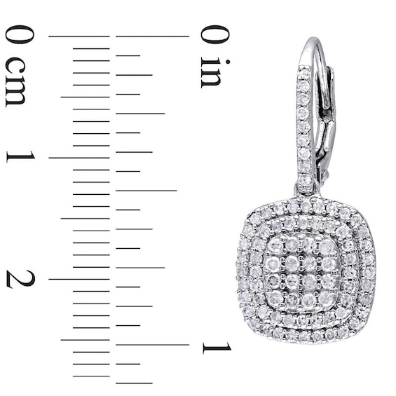 1 CT. T.w. Composite Diamond Double Cushion Frame Drop Earrings in Sterling Silver