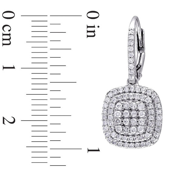 1 CT. T.w. Composite Diamond Double Cushion Frame Drop Earrings in Sterling Silver