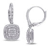 Thumbnail Image 0 of 1/2 CT. T.W. Composite Diamond Double Cushion Frame Drop Earrings in Sterling Silver