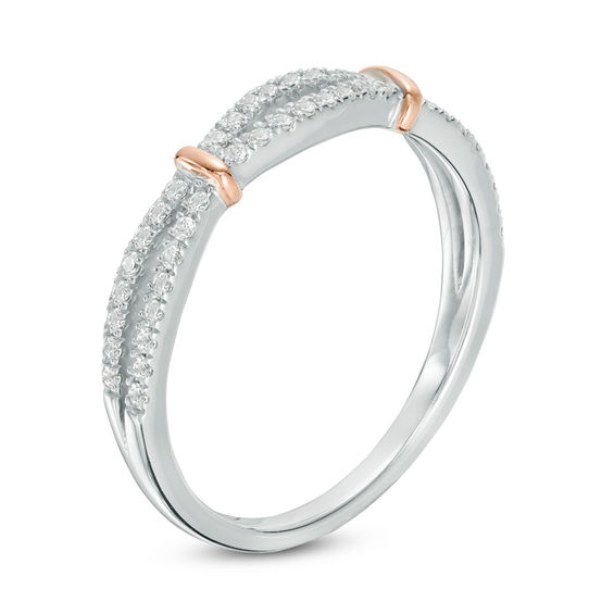 1/4 CT. T.w. Diamond Two Row Collar Anniversary Band in 14K Two-Tone Gold