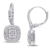 Thumbnail Image 1 of 1/2 CT. T.W. Composite Diamond Double Cushion Frame Drop Earrings in Sterling Silver