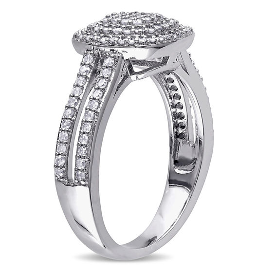 1/2 CT. T.w. Composite Diamond Double Cushion Frame Ring Sterling Silver