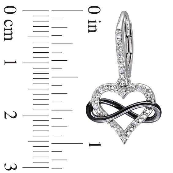 Diamond Accent Infinity Heart Drop Earrings in Sterling Silver with Black Rhodium