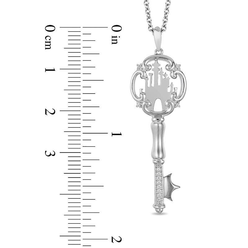 Main Image 3 of Enchanted Disney Princess 1/20 CT. T.W. Diamond Castle Key Pendant in Sterling Silver – 19"