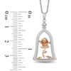 Thumbnail Image 3 of Enchanted Disney Belle 1/5 CT. T.W. Diamond Rose in Dome Pendant in Sterling Silver and 10K Rose Gold - 19"