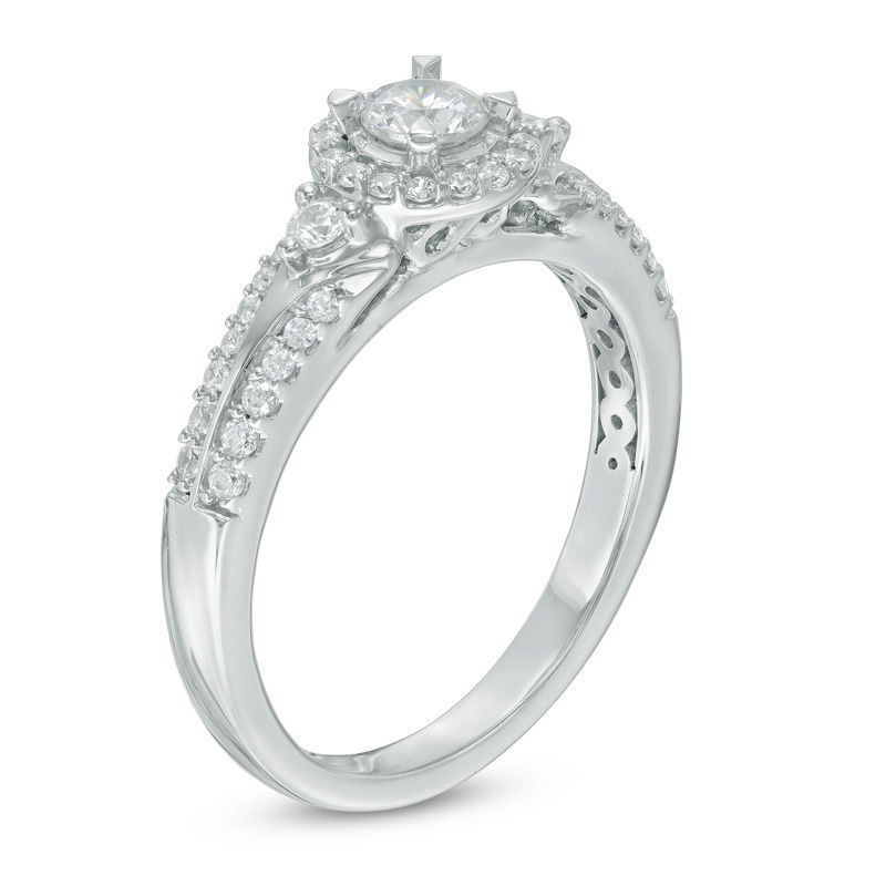 Main Image 2 of 1/2 CT. T.W. Diamond Frame and Edge Engagement Ring in 10K White Gold