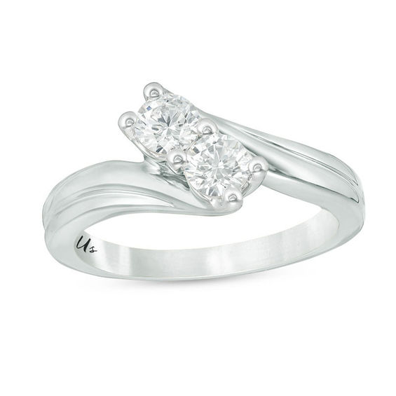 Ever UsÂ® 5/8 CT. T.w. Two-Stone Diamond Bypass Ring in 14K White Gold