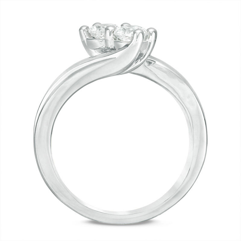 Main Image 3 of Ever Us® 5/8 CT. T.W. Two-Stone Diamond Bypass Ring in 14K White Gold