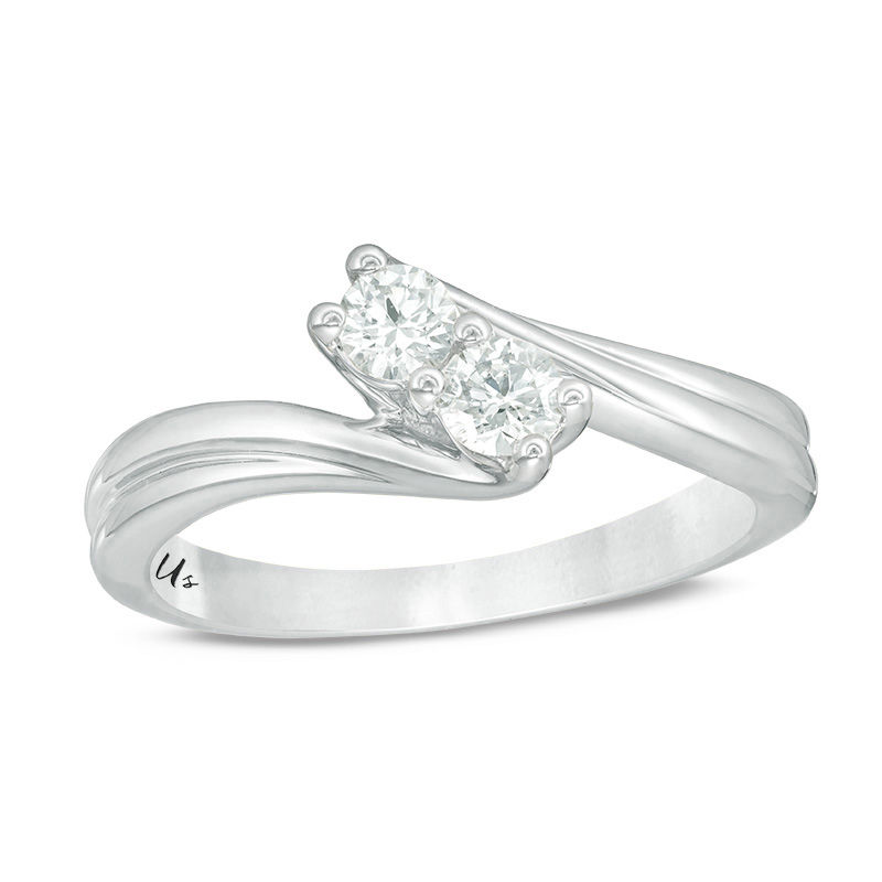 Main Image 1 of Ever Us® 1/3 CT. T.W. Two-Stone Diamond Bypass Ring in 14K White Gold